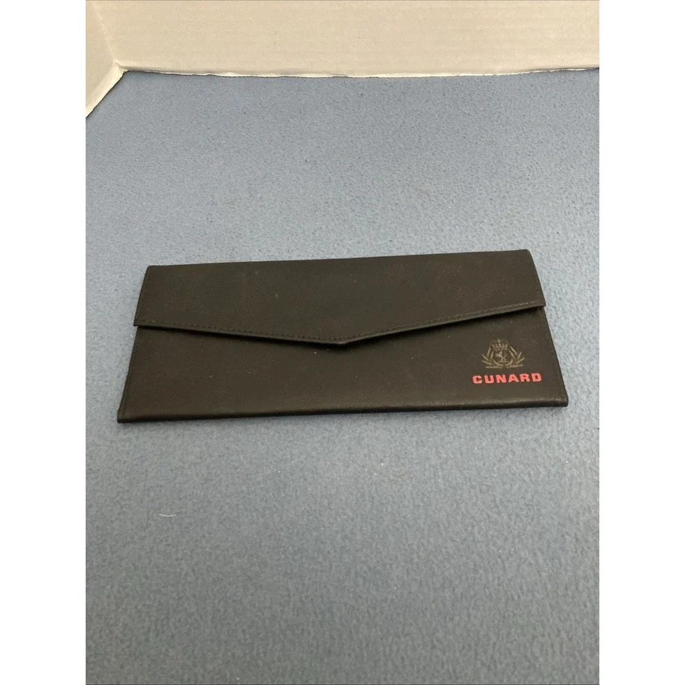Cunard Shipping Black Faux Leather Travel Wallet Organizer for Tickets, Cash ETC